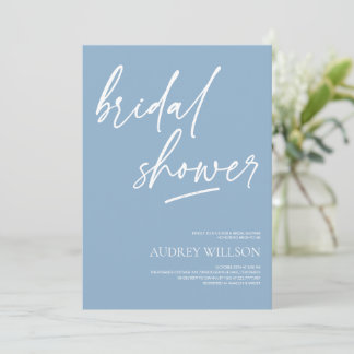 Invitación Dusty Blue Minimalist Bridal Shower Invitation