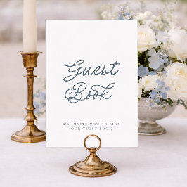 Invitación Dusty Blue Minimalist Wedding Guest Book Sign