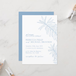 Invitación Dusty Blue Minimalista Botanical