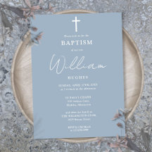 Dusty Blue Modern Baptism Minimalista Christening