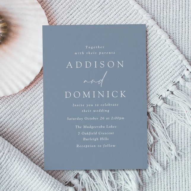 Invitación Dusty Blue Modern Boda Minimalista (Subido por el creador)