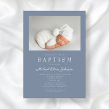 Dusty Blue Modern Boy Photo Baptism