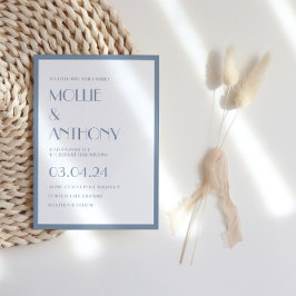 Invitación Dusty Blue Modern Deco Boda