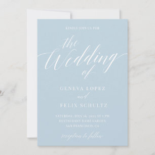 Invitación Dusty Blue Modern Elegant Calligraphy Boda Inv