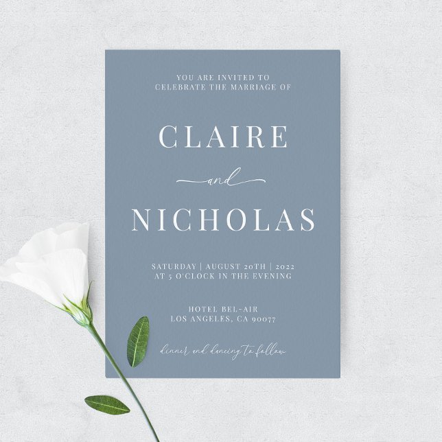 Invitación Dusty Blue Modern Elegant Wedding Invitation (Subido por el creador)