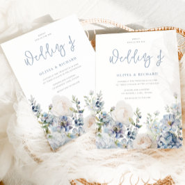 Invitación Dusty Blue Modern Floral All Seasons Boda