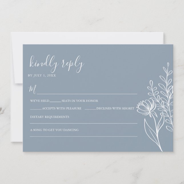 Invitación Dusty Blue Modern Minimalist Wedding Elegant (Anverso)