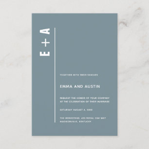 Invitación Dusty Blue Modern Minimalista negrita Boda de Inic