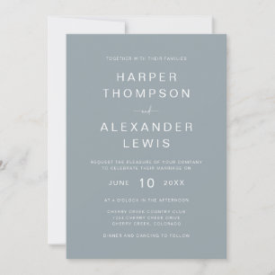 Invitación Dusty Blue Modern Typography Boda