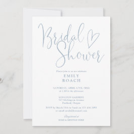Invitación Dusty Blue Moderno Elegante Script Baño Nupcial