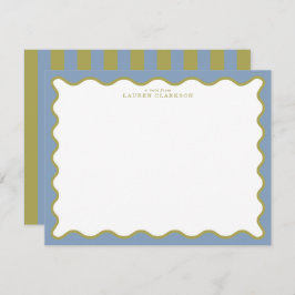 Invitación Dusty Blue & Mustard Wavy Border Note Card