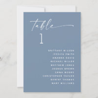 Dusty Blue Nautical Elegant Wedding Chart