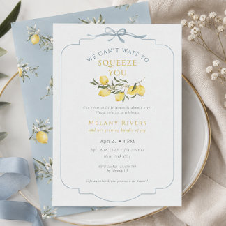 Invitación Dusty Blue No Puede Esperar para Apretarte Baby Sh