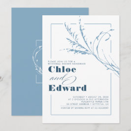 Invitación Dusty Blue Pampas Grass Moderno Ensayo Cena