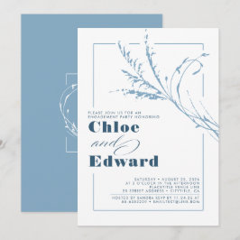 Invitación Dusty Blue Pampas Grass Partido de Compromiso Mode