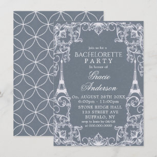 Invitación Dusty Blue Paris Francia Banqueta Invita