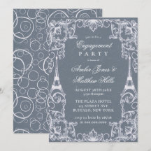 Dusty Blue Paris Francia Theme Engagement Party