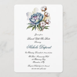 Invitación Dusty Blue Peony and Cotton Lunch With The Bride