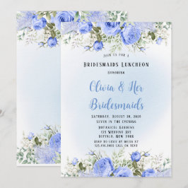 Invitación Dusty Blue Peony Blossom Bridesmaids Luncheon