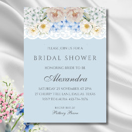 Invitación Dusty Blue Peony Hydrangea Bridal Shower