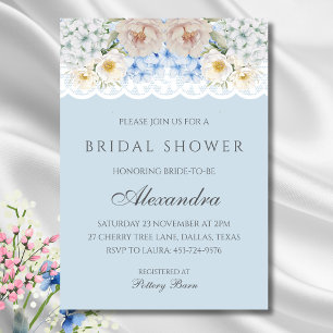 Invitación Dusty Blue Peony Hydrangea Bridal Shower
