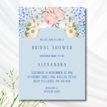 Dusty Blue Peony Romantic Hydrangea Bridal Shower