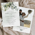 Invitación Dusty Blue Photo Greenery Airy Elegant Wedding<br><div class="desc">El salpicón es más "polvoriento" que el azul claro. Si prefieres que el salpicón sea más azul claro entonces visita este enlace para productos de un diseño similar: https://www.zazzle.com/collections/intense_dusty_blue_greenery_wedding_invitation_set-119579208449105573 Hay muchas variaciones de azul polvoriento, por lo que se necesitan múltiples esquemas. Acerca del diseño — este producto presenta elementos de...</div>