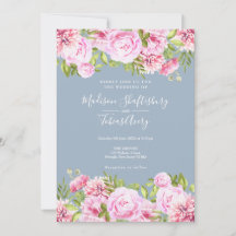 Dusty Blue Pony Peony Greenery Boda Floral