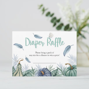 Invitación Dusty Blue Pumpkin Baby Shower Diaper Raffle Card