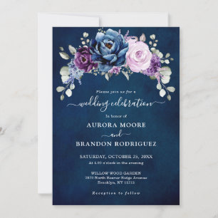 Invitación Dusty Blue Purple Lilac Boda Celebración Invita