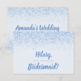 Invitación Dusty Blue Purpurina Bridesmaid Card