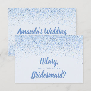 Invitación Dusty Blue Purpurina Bridesmaid Card
