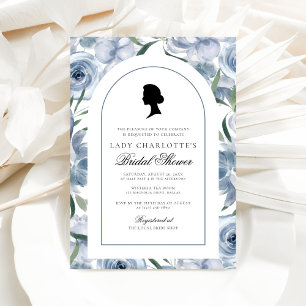 Invitación Dusty Blue Regency Elegant Bridal Shower