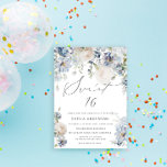 Invitación Dusty Blue & Rubor Pink Floral Sweet 16 Cumpleaños<br><div class="desc">Esta invitación de cumpleaños es una pieza de arte impresionante,  casándose con la elegancia y la belleza. Su diseño etéreo y elegante cautivará e impresionará a los galardonados,  marcando el tono para una memorable y deliciosa celebración de un dulce cumpleaños.</div>