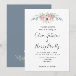 Invitación Dusty Blue Rustic Eucalyptus Greeneration Boda