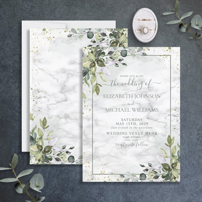 Invitación Dusty Blue Sage Green Boda de la vegetación botáni (Subido por el creador)