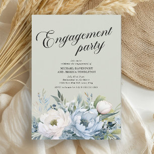 Invitación Dusty Blue Sage Green Engagement Party