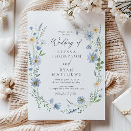 Invitación Dusty Blue Sage Wildflower Floral Wedding