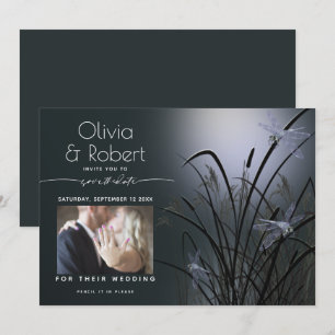 Invitación Dusty Blue Save the Date Moonlight Dragonfly