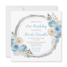 Dusty Blue Silver Elegant Flowday Party