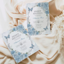 Dusty Blue Silver Sweet Dieciséis cumpleaños 16