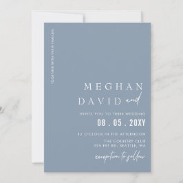 Invitación Dusty Blue Simple Elegant Boda Moderno