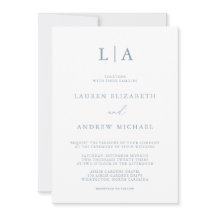 Dusty Blue Simple Elegant Wedding Invitation