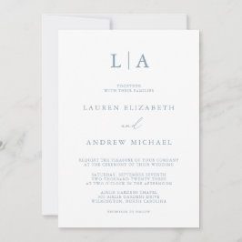 Invitación Dusty Blue Simple Elegant Wedding Invitation
