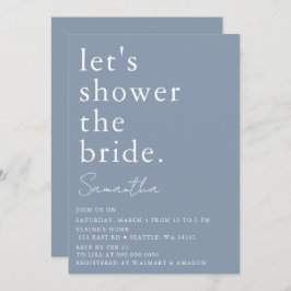 Invitación Dusty Blue Simple Elegante Ducha Bridal Moderno
