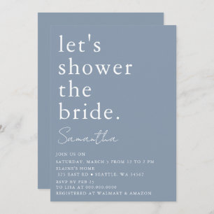 Invitación Dusty Blue Simple Elegante Ducha Bridal Moderno