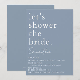 Invitación Dusty Blue Simple Elegante Ducha Bridal Moderno