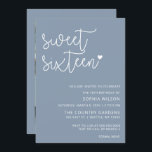 Invitación Dusty Blue Simple Script Sweet 16 Birthday Photo I<br><div class="desc">Dusty Blue Simple Guión Minimalista Dulce Invitación a la foto de cumpleaños 16</div>