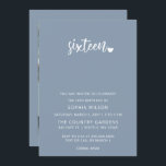 Invitación Dusty Blue Simple Script Sweet 16 Fotos de cumplea<br><div class="desc">Dusty Blue Simple Guión Minimalista Dulce Invitación a la foto de cumpleaños 16</div>