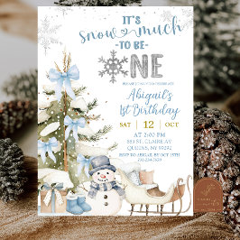 Invitación Dusty Blue Snow Much Fun To Be One Birthday
